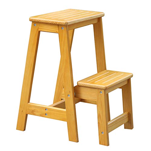 2-Steps Stool Wooden Stair Chair Household Foldable Ladders Portable Stepladder Plant Stands Max Load 150Kg (4 Colors)/#4