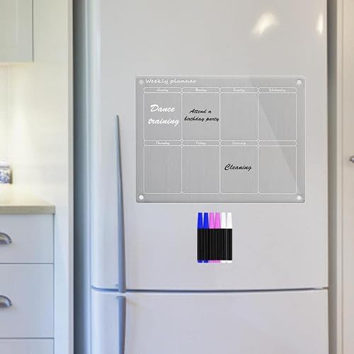 Dry Erase Calendar Magnetic Calendar Fridge Board Planner(Weekly Plan)