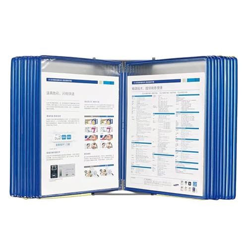 JGSYD Office Folders, Wall Mount Reference Organizer, 20 Display Pockets, Letter-Size, Metal Catalog Display Rack, For Office/Home Display And Storage A4 Do,Blue