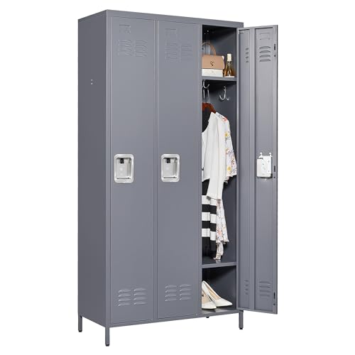 IKIMI 3 Doors Metal Storage Locker for Employee,72" Sports Staff Lockers