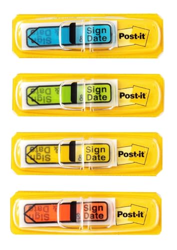 Post-it Sign and Date Flags, 4 Primary Colors, 24-Pack, Model 684-SD