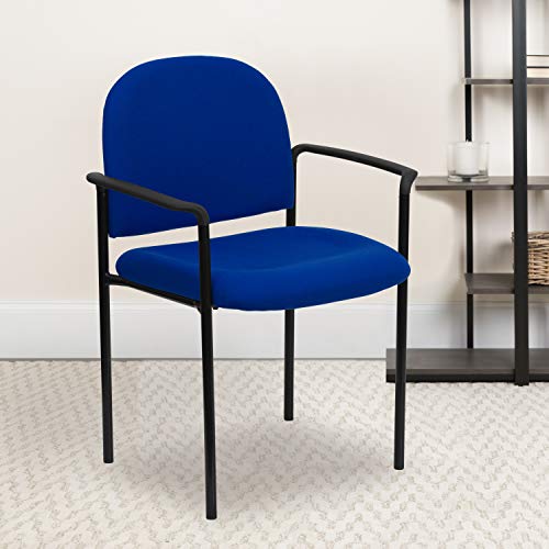 EMMA + OLIVER Navy Fabric Stackable Steel Side Reception Chair