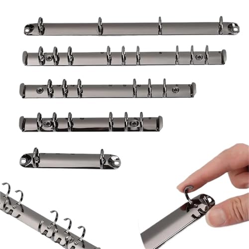 A6 Binder Rings 10pcs Metal Loose-Leaf File Folder Ring Binder Notebook Binding Hoops Clip for Notebook(A7-Gold)
