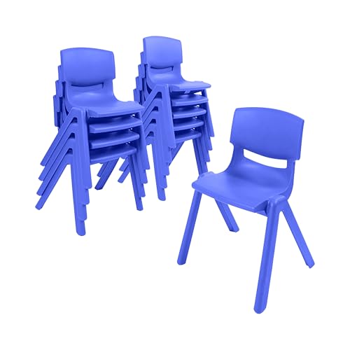 Back2School Express Stackable School Chairs, 12in Seat, 10-Pack, Blue