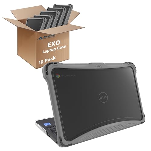 Brenthaven EXO Custom Case Dell Chromebook 3110/3100 11 inch |Clamshell| 10 Pack - Drop Tested Protection, Low Rubberized Feet, Seamless Asset Tagging, Snap in Installation for School or Work - Black
