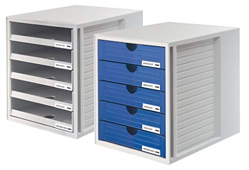 HAN 1450-14, SYSTEMBOX drawer set. Innovative, attractive design with 5 closed drawers, light-grey-blue