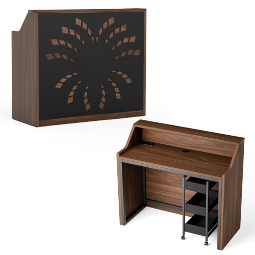 YHUBHSIS Reception Desk with Counter and Rolling Storage Cart