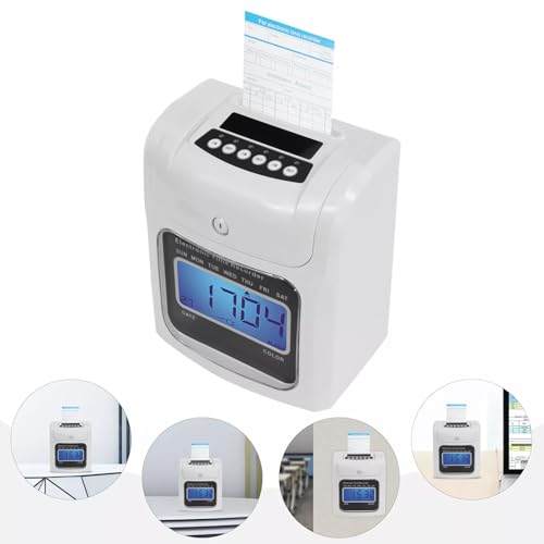 GUDBYWXB Employee Attendance Punch Time Clock Punch Recorder LCD Display with 50 Double-Sided Time Cards and 2 Hanging Holes for Office Small Business