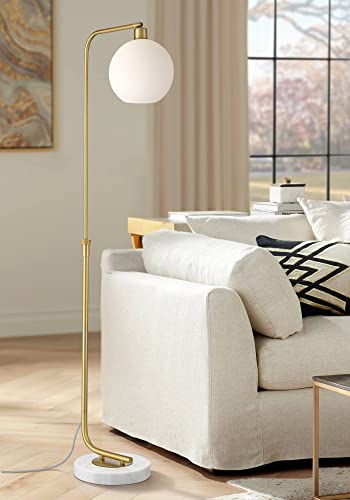 Casaba Adjustable Height Marble Base Chairside Arc 64" Tall Floor Lamp