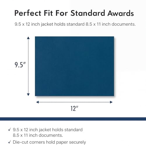 PaperDirect Blue Certificate Jackets, 80lb Cardstock, 9.5" x 12" Presentation Holders, Solid Blue Document Covers, Graduation, School Recognition, Staff & Volunteer Certificates, Box of 50