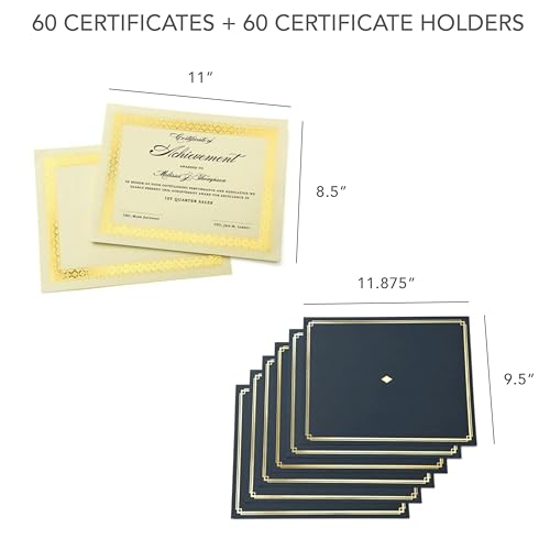 Gartner Studios Certificate Kit, 60 Black Holders + 60 Papers, Black & Gold