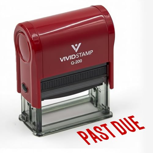 Classic Past Due Self Inking Rubber Stamp Combo with Refill (Red Ink) - X-Large (10 Pack)