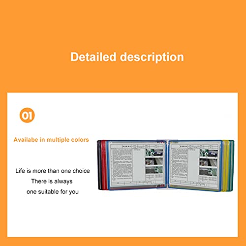 JGSYD Durable Wall-Mounted Reference System, 10-Pocket Reference Organizer, Catalog Display Rack For Wall, Suitable For Office And Home Metal Folders, Landscape Mode,Black