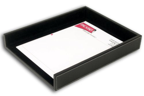Dacasso Rustic Black Leather Letter Tray