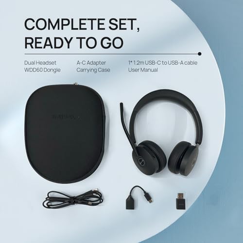 Yealink WH68 Hybrid Wireless Headset with Noise Cancelling Mic for Office