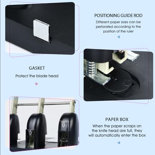 3 Hole Paper Punch, 150 Sheet Capacity Heavy Duty Metal, Ergonomic Lever Handle, Large Tray, Replaceable Cutter Head, 3 Hole Puncher for Binder, for Office, Home, Print Shop & Church​