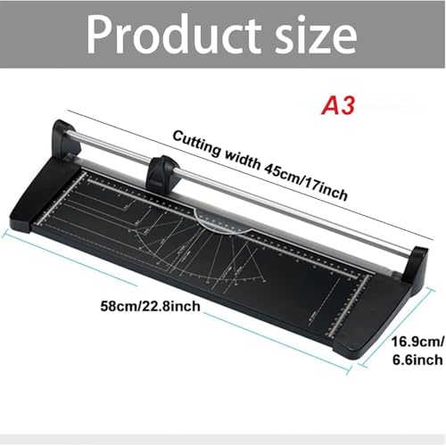 Rotary Paper Trimmer Cutter, A4/A3 Paper Cutter Heavy Duty Rolling Cutting Metal Base,10 Sheet Capacity for Cardstock/Laminating Sheet,A3