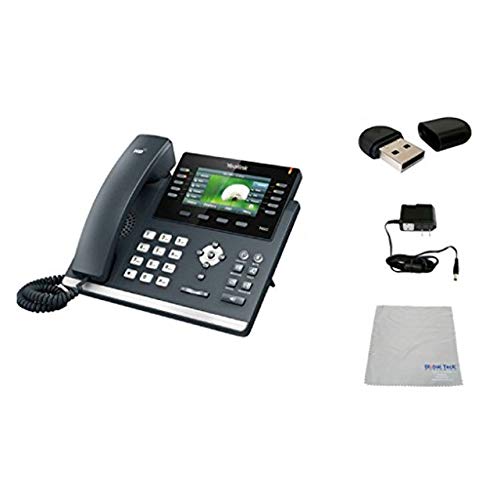 Yealink T46G SIP POE Office Phone Bundle with Power Supply and Microfiber Cloth - Requires VoIP Service - Vonage, Ring Central, 8x8, Mitel or Cloud Services - (T46G WiFi Bundle)