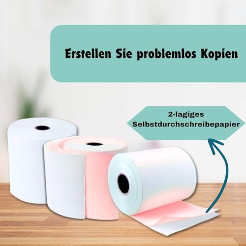 76 x 76mm, 2ply Premium Paper Till EPOS Kitchen Printer Receipt Rolls - Carbonless - (Box of 20 Rolls) - 2 PLY, Non-Thermal