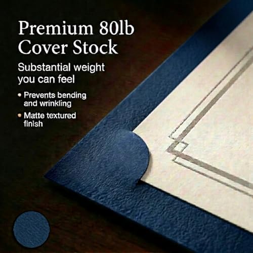 PaperDirect Elite Certificate Jackets, 9 Inches x 12 Inches Folded, Blue with Gold Foil, Certificate Cover for School, Work, Diplomas, Graduation & Awards, Certificate Holder, 50 Count