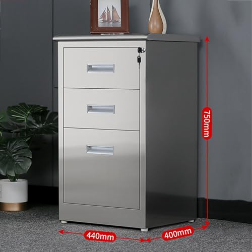 ZHONGXINHUIYIN Stainless Steel File Cabinet with Lock, Under Desk Mobile File Cabinet for Home Office, Garage Tool Chest Cabinet Metal Medicine Cabinet, for Warehouse/Repair Shop/Home