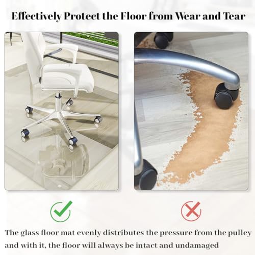 [Tempered Glass] 46" x 55" Glass Office Chair Mat for Carpet