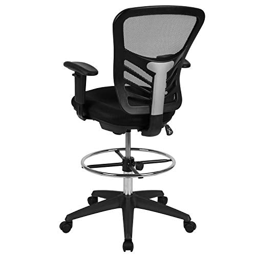 EMMA + OLIVER Mid-Back Black Mesh Drafting Chair