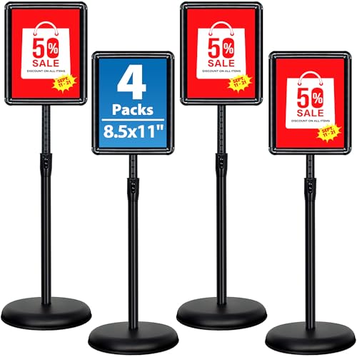 VAIIGO 4Pack 8.5x11 Sign Stand - Adjustable Floor Standing Sign Holder