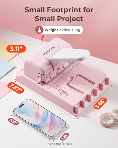 MUNBYN Multi Binding Machine with 2 Detachable Heads(Disc & Square), Pink