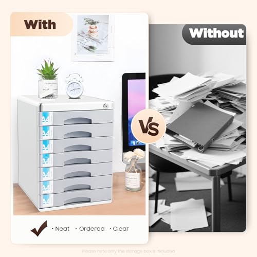Josbuynls File Cabinet, Desk Organizer with 7 Drawers Metal Desktop Storage Cabinet File Holder with Locks and Keys for Home Office Organization (5 Layers-2 Large&3 Small Floors)
