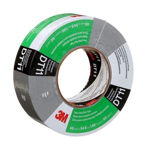3M Heavy Duty Duct Tape DT11, Silver, 48 mm x 54.8 m, 11 mil, 1 Roll