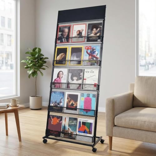 5 Layer Floor Magazine Rack Stand, 70"×27×13.6" Brochure Display Stand