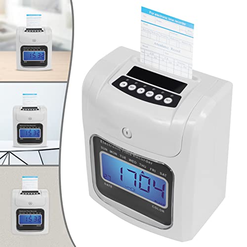Electronic Calculating Time Clock, Employees in/Out Time Tracker, Small Business Punch Pack Bundle with 50 Time Cards, Ribbon and Security Keys