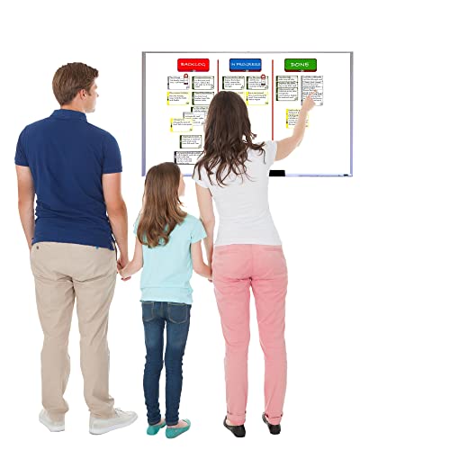 PMXBOARD Family Kanban Set. Full Kanban Set and Scrum Set for Families, Full Magnetic Board, Magnetic Cards, Accessory Set, 75 Pieces of Agile Set. Suitable for Kanban Board, Scrum Board, Chore Board