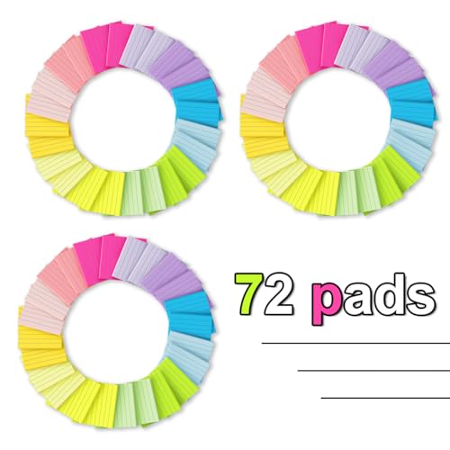 (72 Pack) Lined Sticky Notes 3x3 in,Bright Notepads with Lines