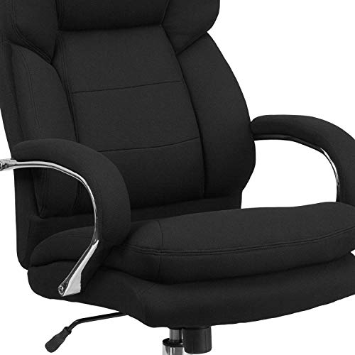 BizChair 24/7 Intensive Use Big & Tall 500 lb. Rated Black Fabric Executive Ergonomic Office Chair with Loop Arms