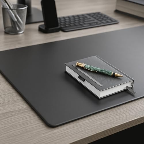Dacasso Classic Black Leather 30" x 19" Desk Mat Without Rails