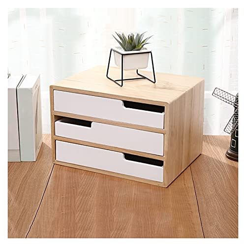 Storage Drawer Creative Wooden Desktop Drawer Type Storage Box Home Office Desktop File Storage Box 4-Tier Durable Desktop Organizer with Z Type Handle Desktop Organiser Storage Box