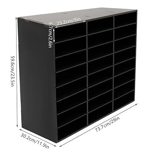 MhdunueSK Mail Sorter Organizer, 24 Compartments Black Literature Organizer, Student Mailbox for Classroom, Desktop Paper Bill Organizer for Home, Office, School (24 Slots Black)