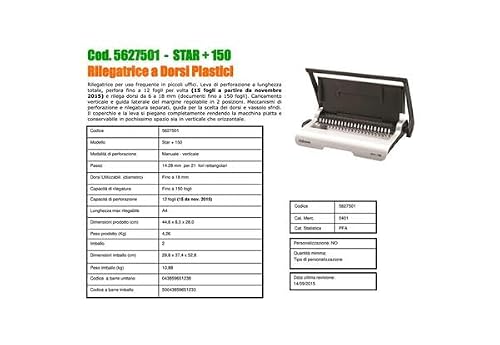 Fellowes Star+ 21-Hole 150 Sheet Manual Paper Punch Comb Binder Machine for Personal Use - White/Grey