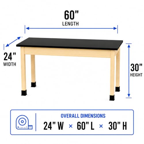 Learniture by Diversified Woodcrafts Science Lab Table, Chemical-Resistant Laboratory Table with Black High-Pressure Laminate Top,Solid Oak Legs, STEM Classroom, Science Lab & Workshop Furniture