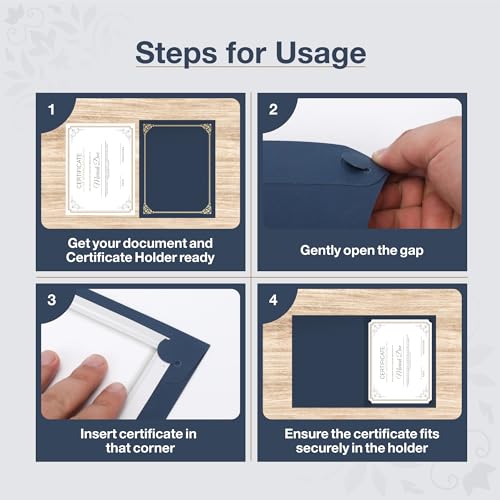 Navy Blue Certificate Holders (50 Packs), Diploma Covers Gold Foil Border