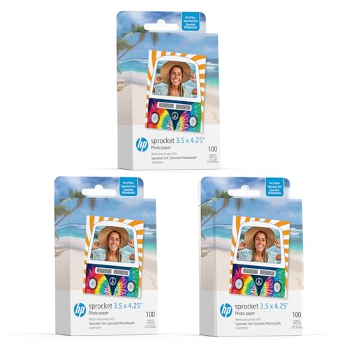 HP Sprocket 3.5 x 4.25” Zink Sticky-Backed Photo Paper (300 Pack) Compatible with HP Sprocket 3x4 Photobooth and Photo Printer