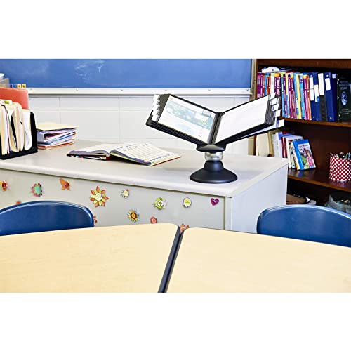 GAZOGJ Desktop Reference Organizer - Catalog Display Rack, 10 Double-Sided Panels, A4 Paper-Size Pockets,and Metal Document Binder, Black