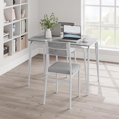 GarveeHome Dining Table for 2, Small Table and Chairs Set of 2, Square Dinette Set for 2, 3 Piece Kitchen & Dining Room Sets for Small Space (White, Table with 4 Upholstered Chairs)