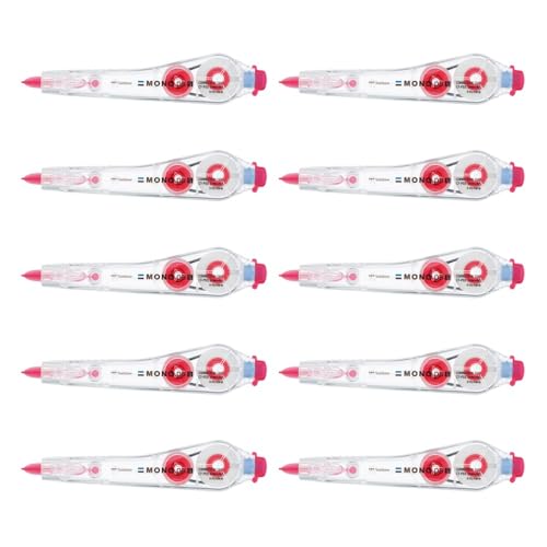 Tombow CT-PS5-10P Correction Tape, MONO PS with Tape Remover, Disposable Type, 0.2 inches (5 mm) x 13.2 feet (6 m), 10 Pieces