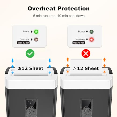 Bonsaii 12-Sheet Cross-Cut Heavy Duty Paper Shredder, P-4 Security, 5.5 Gal