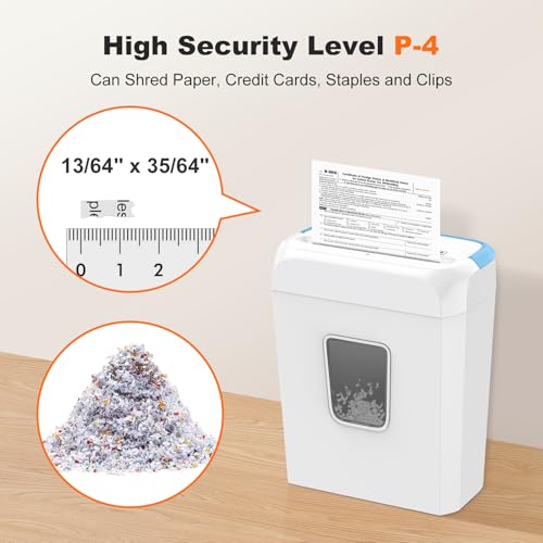 Bonsaii 6-Sheet Cross Cut Paper Shredder for Home, 3.4 Gal Bin