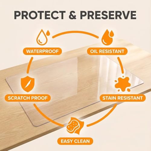 LJTGFHP 22x58 in Office Desk Blotter Mat Clear Plastic Table Protector Cover Pad PVC Transparent Topper Surface Protection Pad Anti Scratch Table Mat Dinner End Waterproof Easy Clean