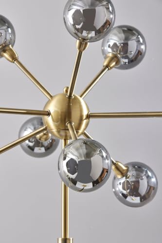 Adesso Antique Brass LED Floor Lamp with Glass Globe Shades